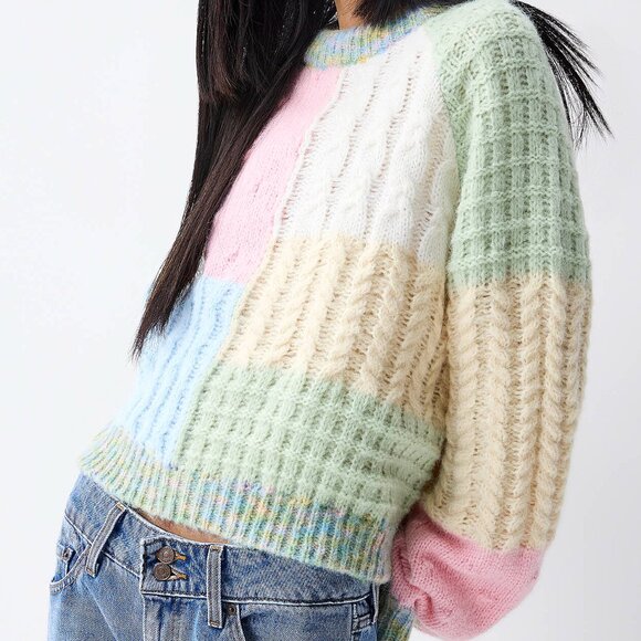 PIECES Pastel Patchwork Sweater - Picture 1 of 3